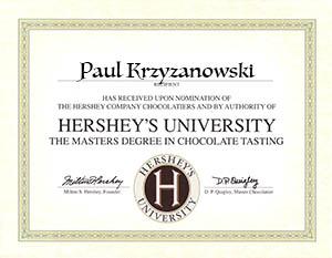 Paul's Hershey's University diploma